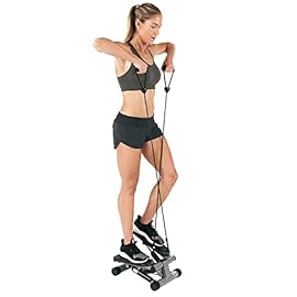 Sunny Health & Fitness Mini Stepper Stair Stepper Exercise Equipment with Resistance Bands