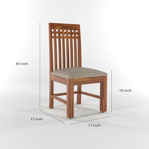 Image of Solid Sheesham Wood Dining Chairs Only | Wooden Set of 2 Dinning Chair for Kitchen & Dining Room | Chairs with Cushion | Rosewood, Honey Finish