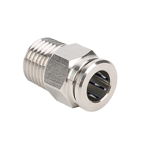 Beduan Pneumatic Bpc Nickel-Plated Brass Push To Connect Air Fitting, 3/8" Tube Od X 1/4" Npt Male Thread Straight Push Lock Fitting (Pack Of 5) #TOP2