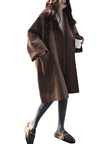 [Tomwell] コート秋冬おしゃれ レディース ムートンコート ムートンコート レディース ロングコート オーバーコート ボアコート柔らかい アウター 定番 秋 冬 体型カバー コート レディース 秋 冬 ロング フード付き 裏起毛 コート レディース アウター チェスターコート ロング丈 ジャケット ロングジャケット裏ボア 無地 フード付 暖かい 体型カバー 大きいサイズ 20代 30代 40代 50代 ブラウン L