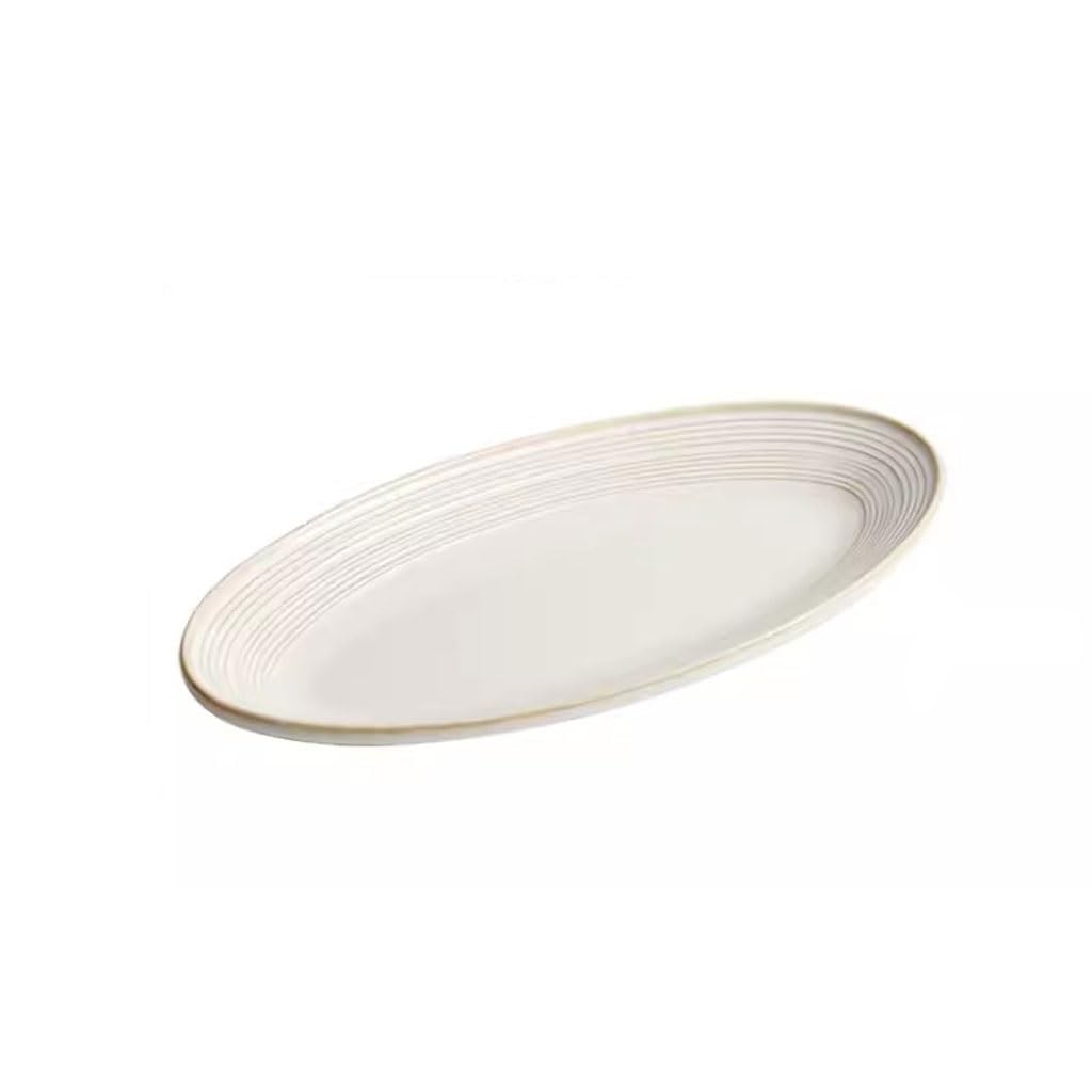 Platos para comer Plato de pescado profundo Plato de pescado al vapor for el hogar Plato grande Tazón Vajilla ligera de lujo Plato resistente a altas temperaturas Plato de cena Platos para la cena(M)