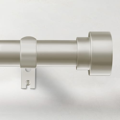 Time Forest Curtain Rods for Windows 48 to 84 1 Inch Adjustable Heavy Duty Long Window Drapery Rods with End Caps Indoor Outdoor Curtain Rod for Patio Bedroom Size 32 - 90 Brushed Nickel