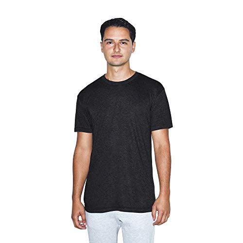 American Apparel unisex adult Tri-blend Crewneck Short Sleeve Track T-shirt, 2-pack T Shirt, Tri-black, Medium US