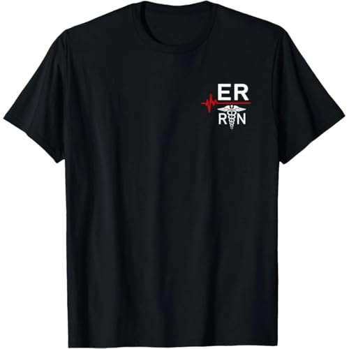 HTRWSNVX Emergency Room Registered Nurse Gift ER Heartbeat Gift Unisex T-Shirt Black S