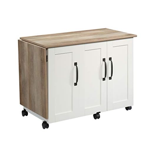 Sauder Miscellaneous Sewing/Craft Cart, L: 39.29" x W: 19.49" x H: 28.54", Soft White finish
