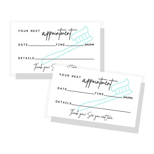 Dental Appointment Reminder Cards | 50 Pack | Teeth Whitening, Dental Office, Client Reminder, Patients, Pediatric Dentist, Orthodontics, Bulk 2X3.5” Minimalist Teal Toothbrush #TOP15
