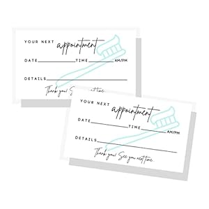 Dental Appointment Reminder Cards | 50 Pack | Teeth Whitening, Dental Office, Client Reminder, Patients, Pediatric Dentist, Orthodontics, Bulk 2×3.5” Minimalist Teal Toothbrush