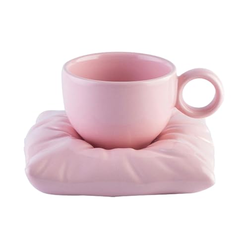 220ml/7oz Creative And Personalized Macarone Pillow Ceramic Coffee Cup Set With Microwave Oven Available For Wedding, Birthday Gift, Afternoon Tea Cup-Peach powder