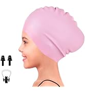 EcoNour Kids Swimming Cap for Boys and Girls Short Hair (Age 3-10) with Ear Plugs & Nose Clips, W...