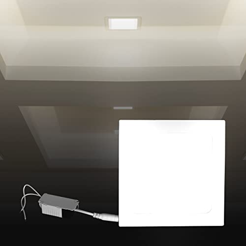 Image of Gesto 6W Square 4.5 Inch Ultra Slim LED Recessed False Ceiling Light for POP Coolday White-Pack of 2