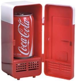 PsmGoods Set Cooling and Heating Functions As One Mini USB Powered Fridge for Beverage Drink Cans in Cubicle and Home Office Color: Red Model: