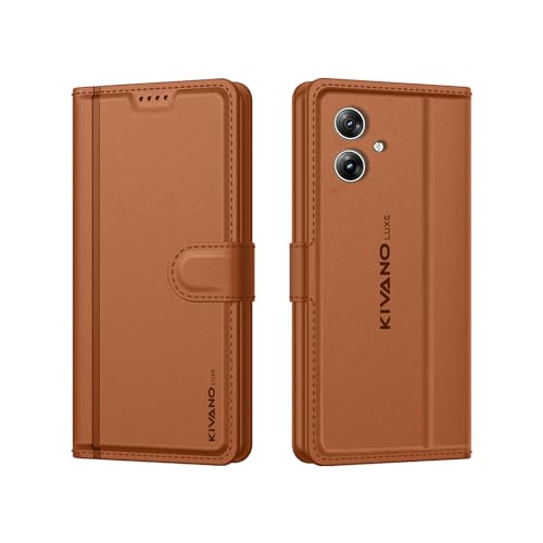 Image of KIVANO LUXE Compatible for Motorola G54 5G / Motorola G64 5G Luxury Handmade Leather Magnetic Flip Folio Case | Card Holder & Kickstand | Slim Protective Cover | Unisex - Brown