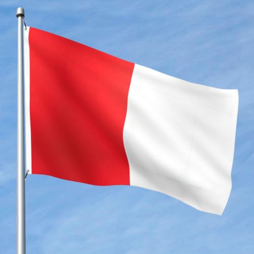 Drapeau extérieur double face en polyester rouge et blanc résistant avec œillets