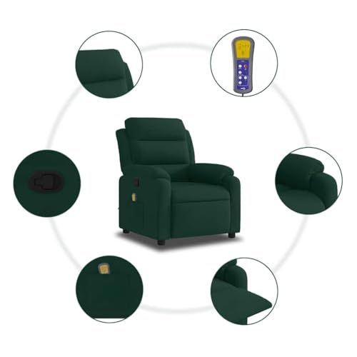 Sillón reclinable masaje terciopelo verde oscuro miniatura 7