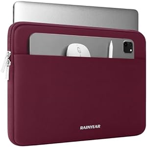 RAINYEAR 13-14 Zoll Laptop-Hülle weiche Tasche mit Fronttasche, Rot