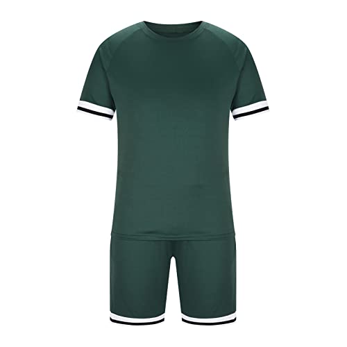 Mens Tracksuit 2 Piece Shorts Set Short Sleeve Crewneck T Shirt Casual Sweatsuits Jogging Outfits Activewear #TOP7