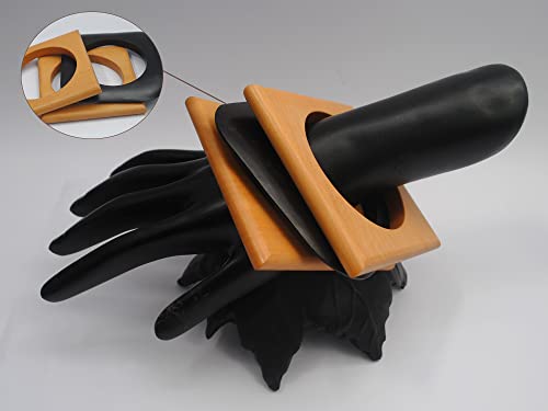 Husky Chatter - Handmade Value Set Of 3 Square Bangles Made From Natural Yellow Saffron Teak & Ebonised Sisso Wood Wax Polished Comes In A Pure Cotton Designer Gift Bag For Girls & Women #TOP2