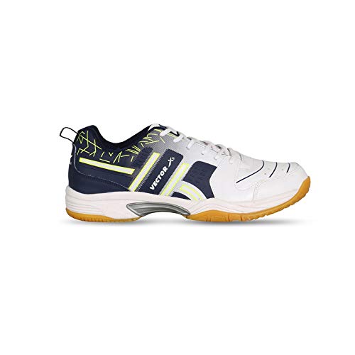 Image of Vector X CS-2000 Unisex Tennis Badminton Court Shoes for Men Women Boys|Synthetic Leather+Mesh Upper, EVA Midsole, Crepe Rubber Sole|Lightweight Indoor Outdoor Sports Footwear sneakers (White, Size-6)