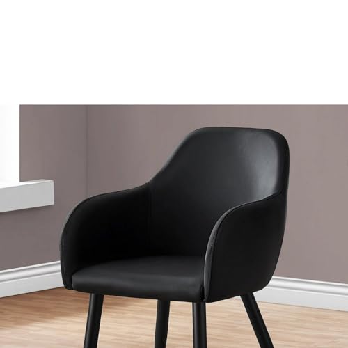 Image of Finch Fox Boom Faux Leather Armchair with Armrest & Backrest Upholstered Seat Living Room Dining Chair with Black Metal Legs in Black Color