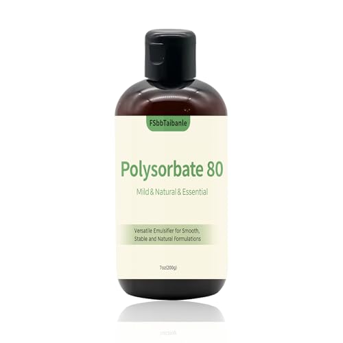 Polysorbate 80, 200g Sorbitan Oleate Emulsifier – 100% Pure Cosmetic Grade Solubilizer for Bath Bombs, Skincare, Lotions, Body Washes, DIY Beauty Projects