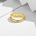 WOWORAMA Chunky Gold Rings for Women Double Layer Statement Ring Trendy Twisted Stackable Rings Double Lines Band Ring Fashion Jewelry Size 9