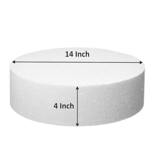 Image of OMKRAFT Foam Cake Dummy Round 14 x 4 Inch | Cake Decorating Practice Dummy | Lightweight Fake Cake for Fondant & Buttercream | Pack of 1