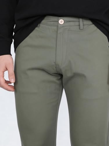 Image of Urbano Fashion Men's Straight Fit Mid Rise Cotton Casual Chinos Trousers Stretch