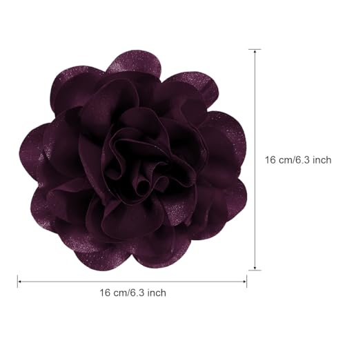 Image of 6.3 Inches Large Rose Flower Brooches and Pins for Women | Rose Flower Hair Clips for Women | Brooch for Woman Dresses | Hat & Hair, Pin for Clothes, Grape