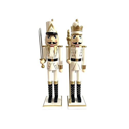 Set of 2 Jeweled King and Guard Christmas Nutcrackers 24