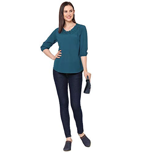 Image of GO-4 IT Women's Top with Cutwork Embroidery in Neck