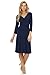 REKUCCI Women's Slimming 3/4 Sleeve Fit-and-Flare Crossover Tummy Control Dress (4 Short, Navy)