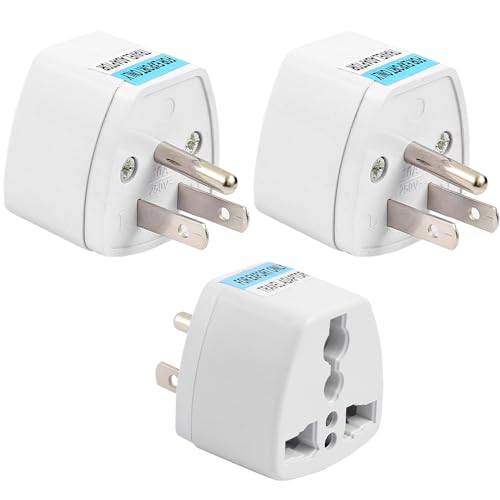 Image of Hi-Plasst India to USA Type B Plug Adapter (Pack of 3) Universal Travel Adapter for US, Canada, Mexico, Japan, Thailand | Converter for Indian Plugs for Laptop, Camera, Chargers (10A 250V)