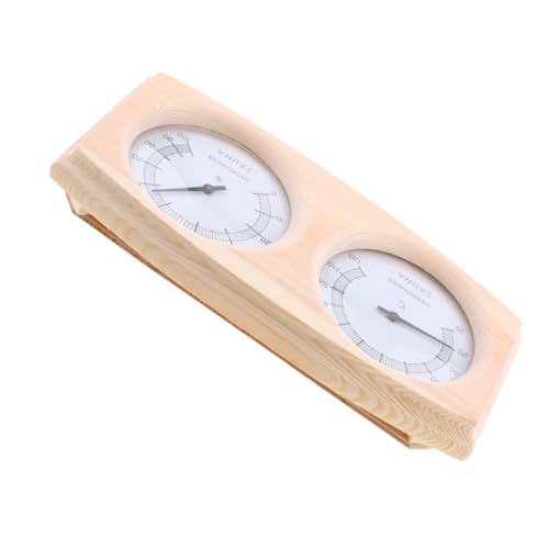 POPETPOP Wooden Hygrothermograph Multiple Temperature Humidity for Sauna Indoor Use Durable Golden Pointer with Dial Measures to Great Present Option