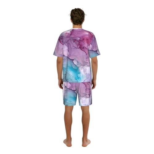 Pyjama short homme imprimé marbre ensemble de nuit léger d'été