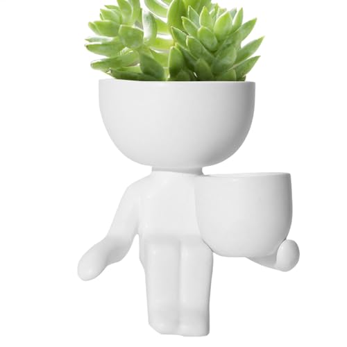 Pot de Fleurs pour Grasses – Petits Pots en Forme de Figurine | Pot de Fleurs en céramique en Forme de Hibou, Portable pour yuccas, orpins, Pot de Fleurs pour Jardin, Cour,