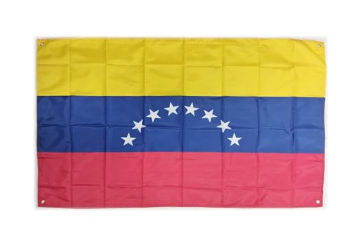 Bandera Venezuela grande de 150 x 90 cm para balcón con 4 ojales y 4 bridas