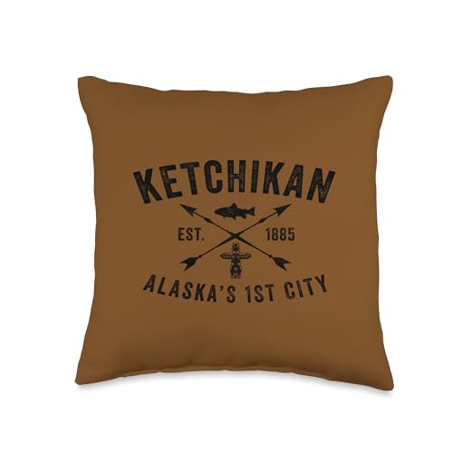Ketchikan Alaska USA Fishing Tote Poles Novelty Souvenir Throw Pillow