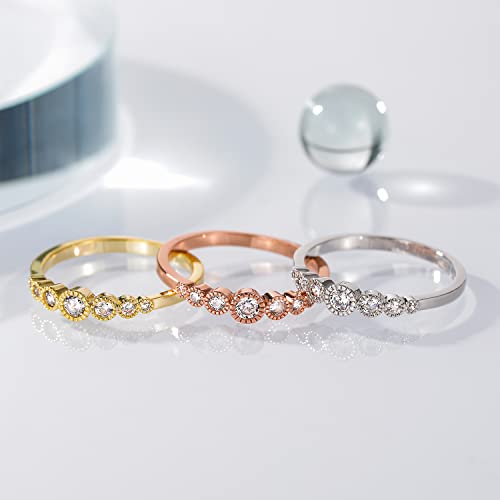 SHINYSO Wedding Band for Women Round CZ Cubic Zirconia Stacking Eternity Engagement Ring Gold/Silver/Rose Gold Size 4-103