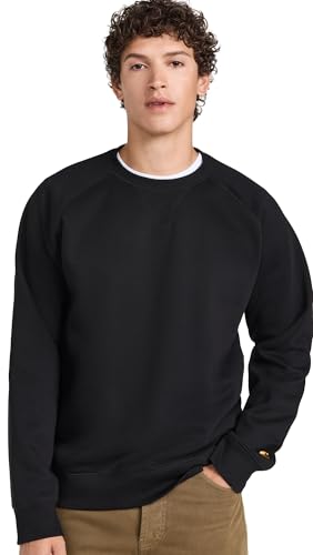 CARHARTT WIP Sweat-shirt Ă col rond Chase pour homme, noir/or, Small