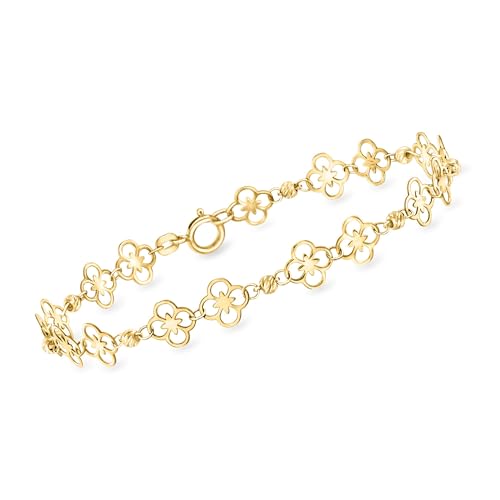 Ross-Simons Italian 10kt Yellow Gold Floral Ricami Bead Station Bracelet