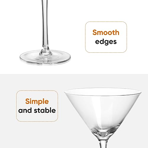 image for VENVENWEAVS Martini Glasses Set of 2,Hand-blown 9.2OZ Crystal Cocktail