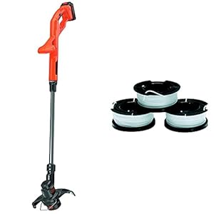 Black+Decker St1823-Qw Tagliabordi a Batteria Litio 18V-1.5Ah, Taglio 25 Cm & A6485-Xj Set 3 Rocchetti Filo Nylon Reflex, 3 X 10M, 1.5Mm