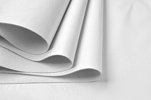Image of Wento Thick 1 Yard Faux Leather Soft Skin Grain PU Fabric for Furniture Cover, Reupholster Sofa Chairs, Cushions, Vinyl Upholstery (1yard, White)