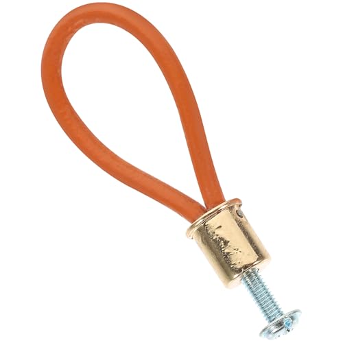 Ciieeo Tirador de Muebles Cuerda de Cuero Naranja y Cabezal Metálico Dorado, Acabado Resistente para Cajones y Armarios, para Ambientes Rústicos y Uso en Cocinas Domésticas