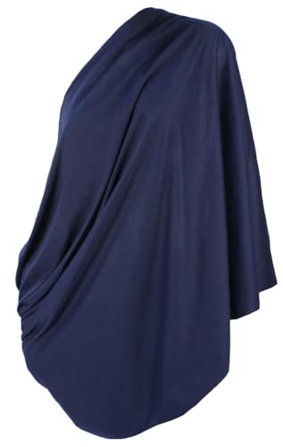Image of Nursing Scarves Breastfeeding Privacy Cover Infinity Scarf Soft, Navy Blue | Breast feeding essential! Ultra soft & lightweight for breathable comfort. Wear as single or double-loop scarf, shawl, & wrap