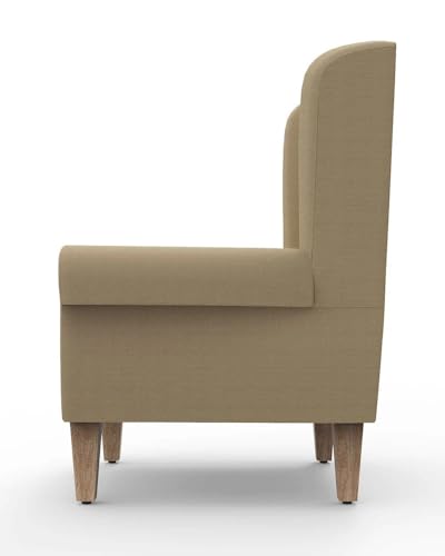 Image of Lakdi The Furniture Modern High Back Wingback Armchair with Upholstered Fabric, Rolled Arms & Solid Wood Legs, Comfortable Lounge Chair | 5 Years Warranty | Free Assembly - 15185147