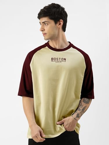 Image of Maniac||Mens||Printed||Round Neck||Raglan||Half Sleeve||Cotton||Oversized||Tshirt