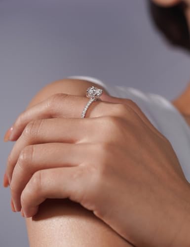 IMOLOVE Moissanite Engagement Ring for Women, 2CT Round Cut Hidden Halo Wedding Ring with D Color VVS1 Stone, 18K White Gold Plated Sterling Silver Size 5 — view 4
