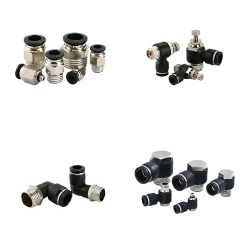 Accesorios neumaticos PLF manguera 6mm racor codo plastico negro rosca de 1/4 2