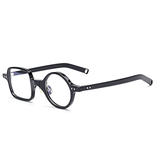 Modne retro nieregularne okulary do czytania, czytniki komputerowe blokujące niebieskie światło, kwadratowa + okrągła tytanowa ramka (kolor: przezroczysty, rozmiar: 2,5 x)